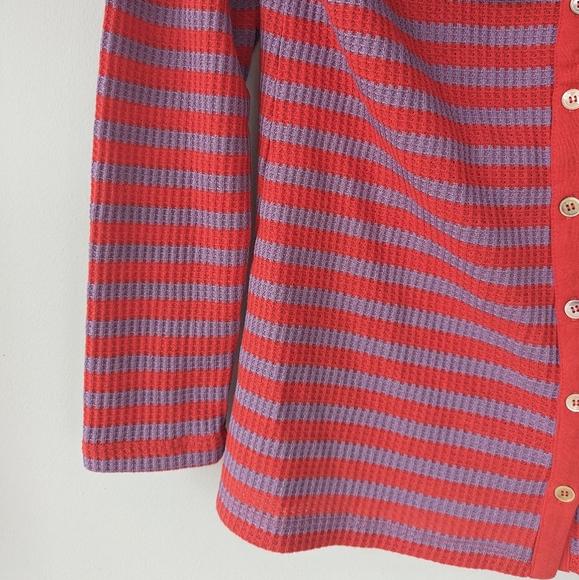 Soft Surroundings Petite Serene Striped Waffle Knit Top - Picture 6 of 9